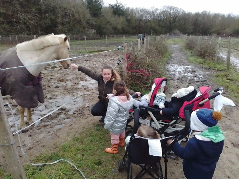 Moment d'accueil chevaux avec les enfants et bébés de la micro-chère BAB'ATAO près de Nantes, Sainte Luce sur Loire et Le Cellier